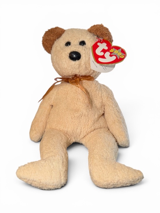 Ty Other - Ty Huggy 2000 Beanie Baby Cream Plush Bear Date of Birth August 20, 2000 Vintage